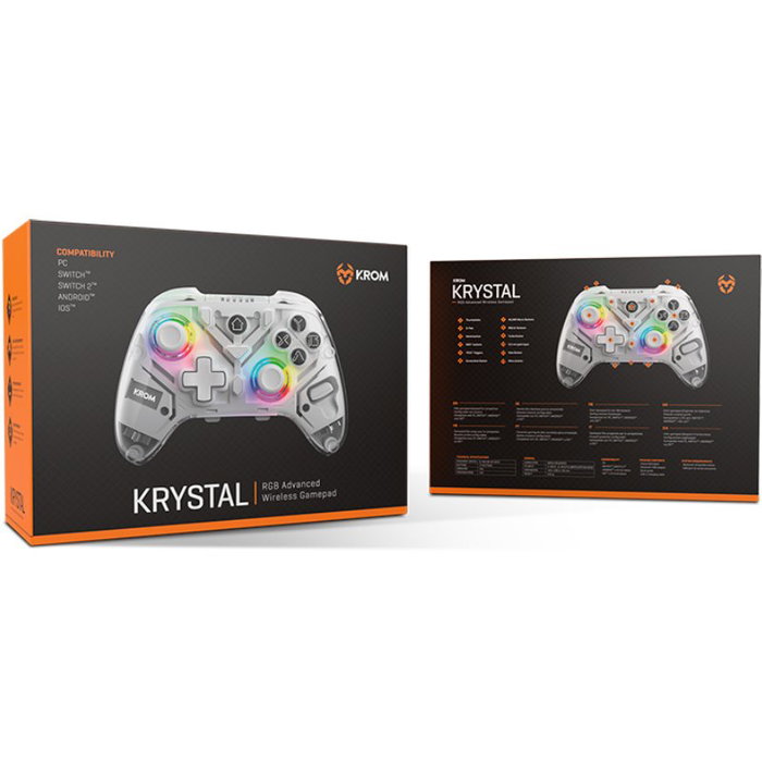 Krom Krystal Gamepad Inalámbrico Transparente RGB Krom Krystal Gamepad Inalámbrico Transparente RGB